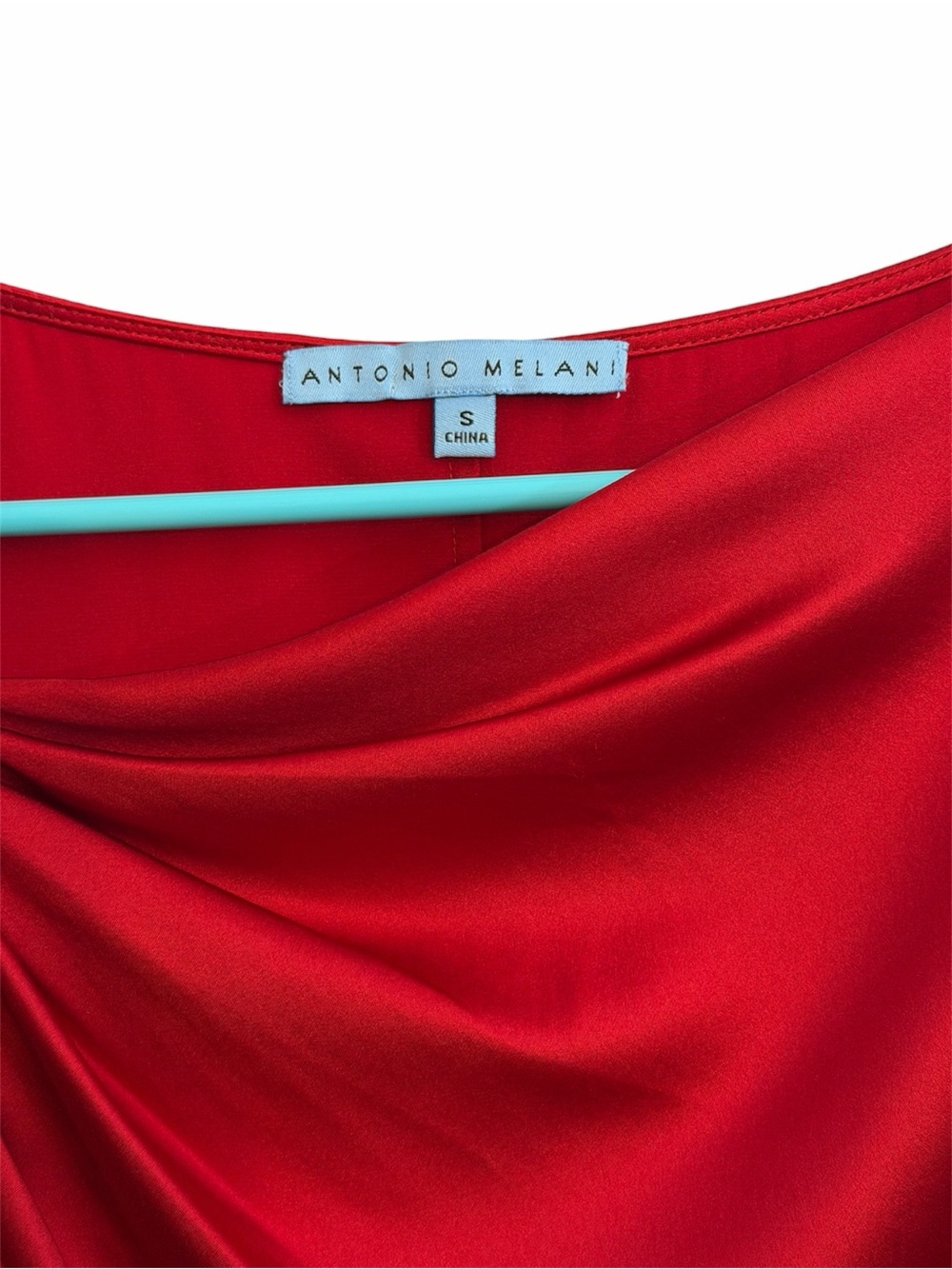 ANTONIO MELANI Red Draped Short Sleeve Blouse - Picture 3 of 10